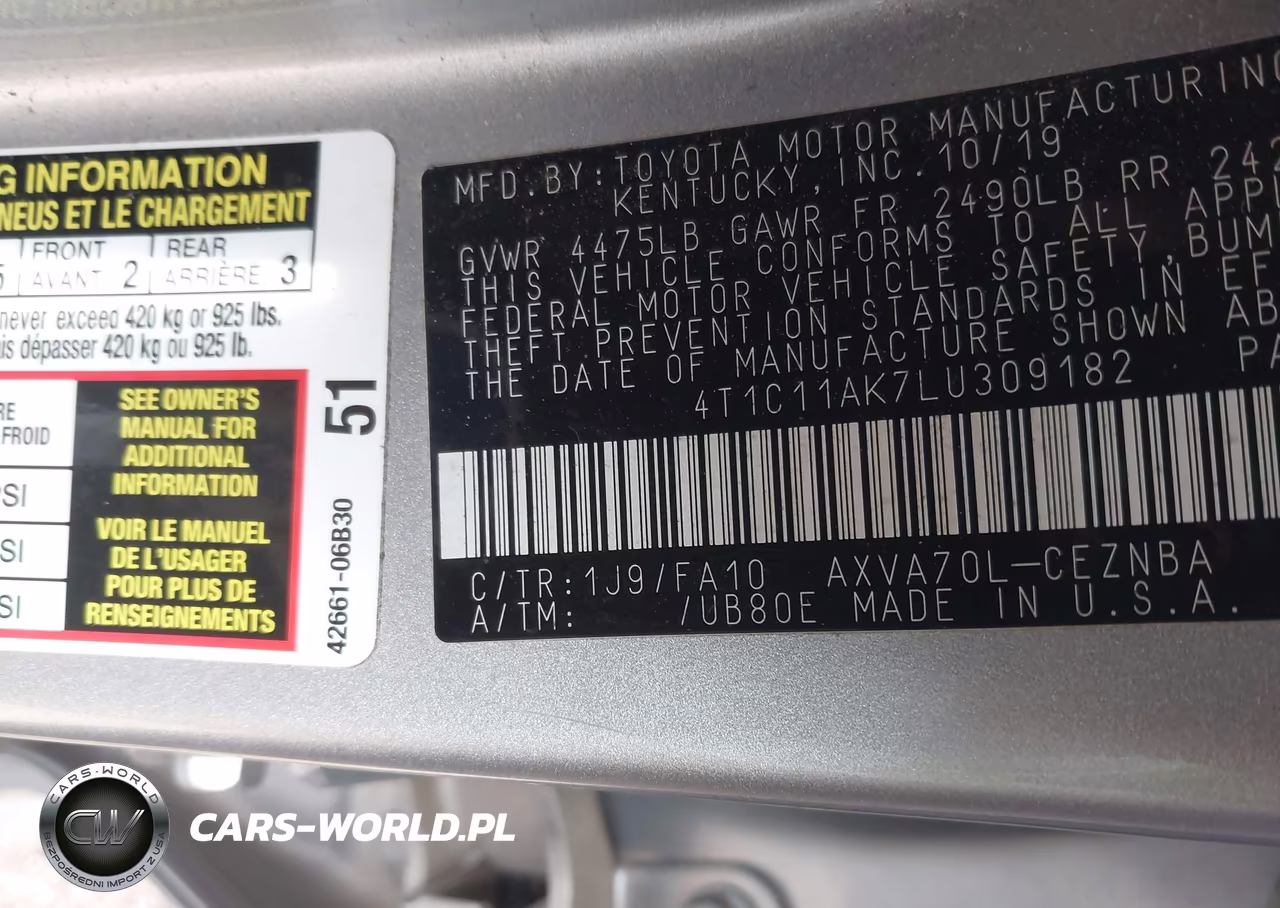 2020 Toyota Camry Le VIN:4T1C11AK7LU309182 - 9