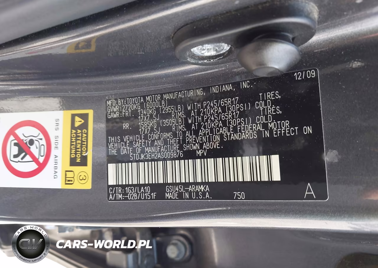 2010 Toyota Highlander Se V6 VIN:5TDJK3EH2AS009876 - 9