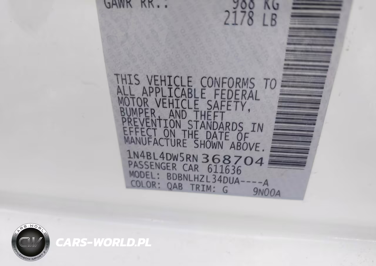 2024 Nissan Altima Sv Intelligent Awd VIN:1N4BL4DW5RN368704 - 9