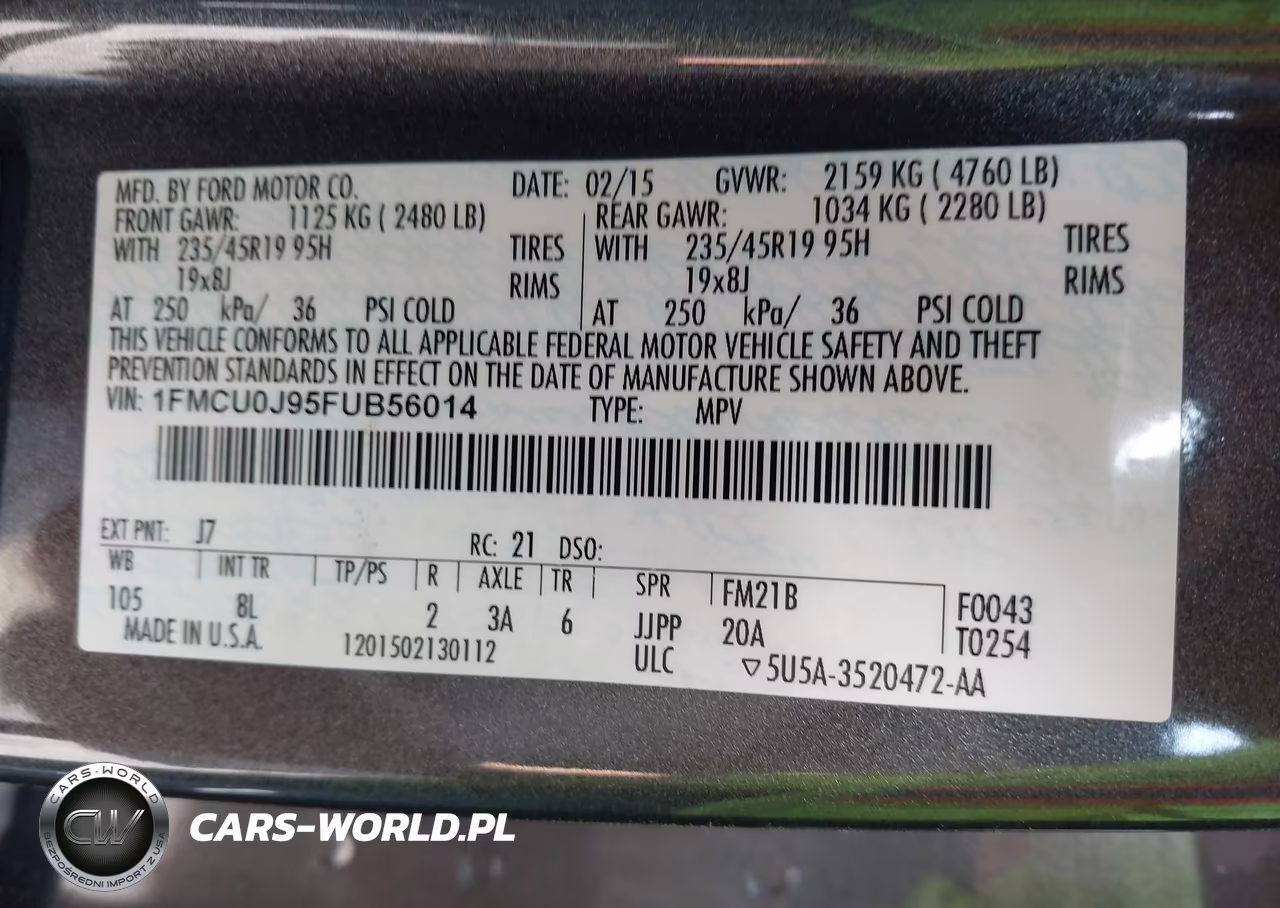 2015 Ford Escape Titanium VIN:1FMCU0J95FUB56014 - 9