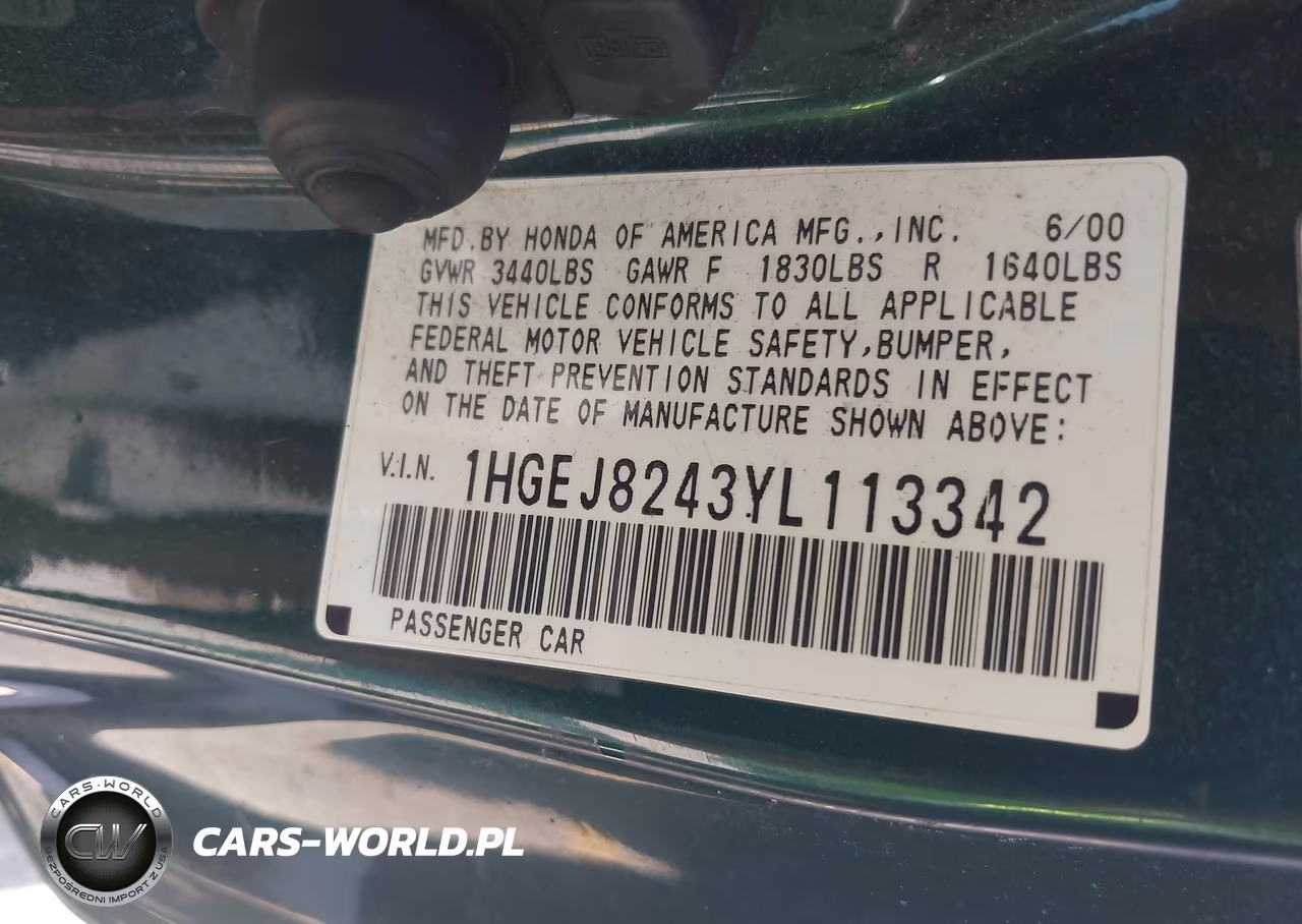 2000 Honda Civic Ex VIN:1HGEJ8243YL113342 - 9