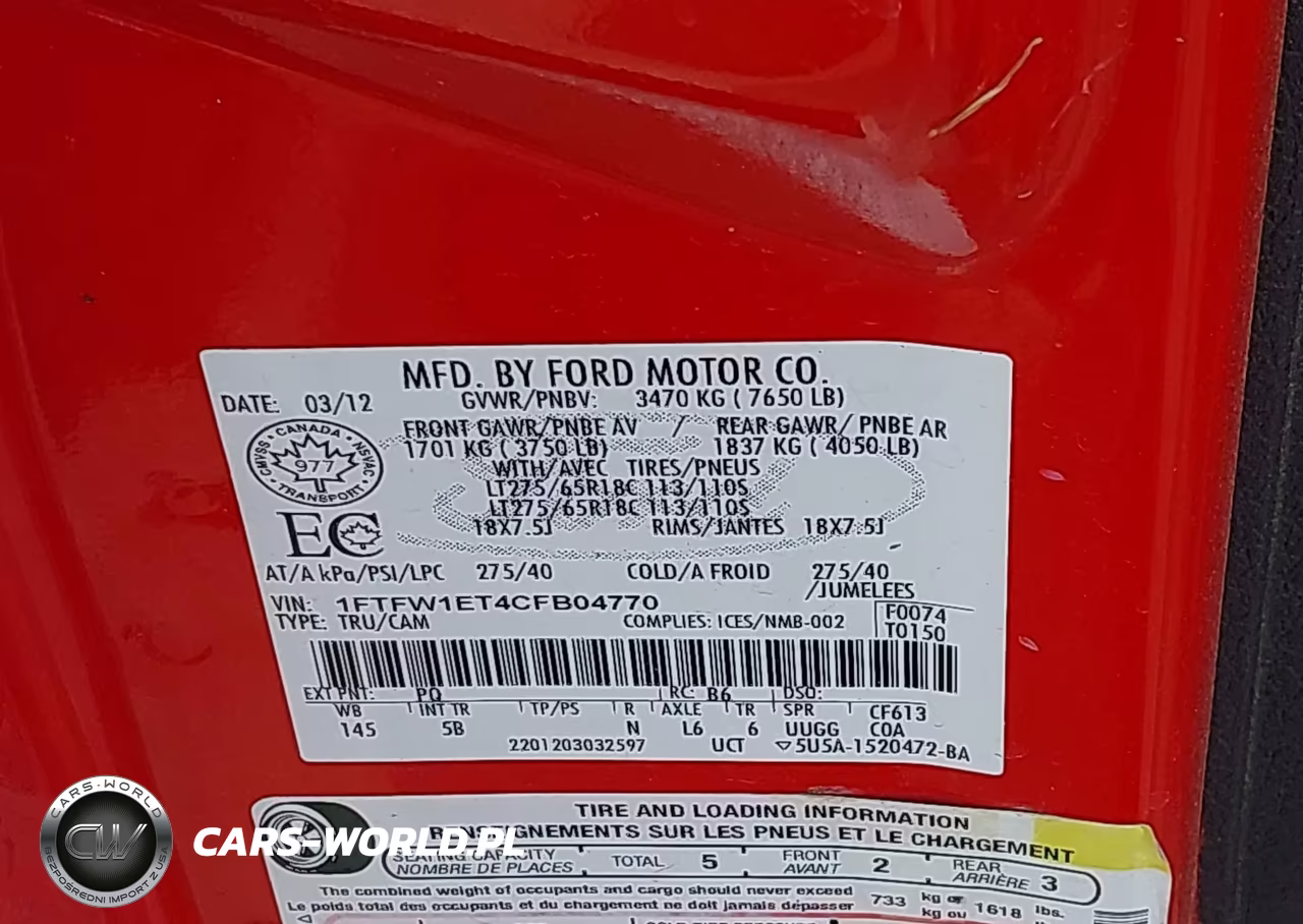 2012 Ford F-150 Fx4 VIN:1FTFW1ET4CFB04770 - 9