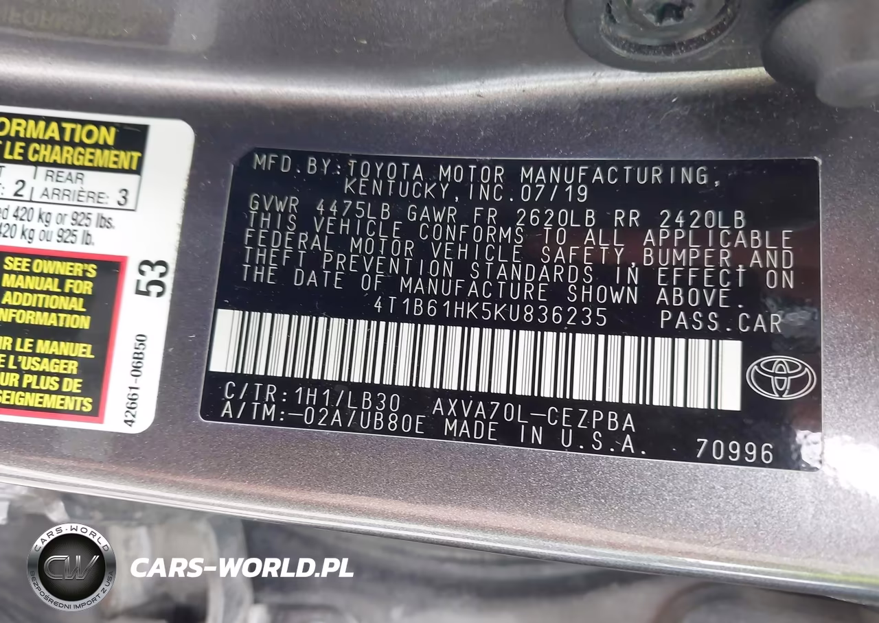 2019 Toyota Camry Xse VIN:4T1B61HK5KU836235 - 9