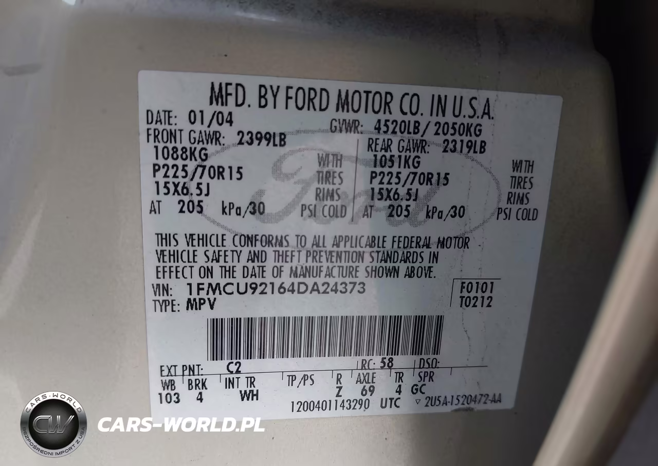 2004 Ford Escape Xls VIN:1FMCU92164DA24373 - 9