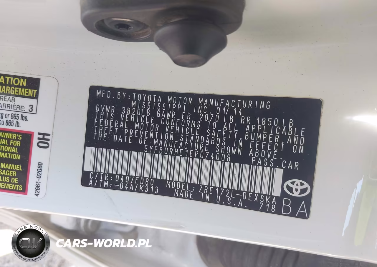 2014 Toyota Corolla S Plus VIN:5YFBURHE1EP074008 - 9