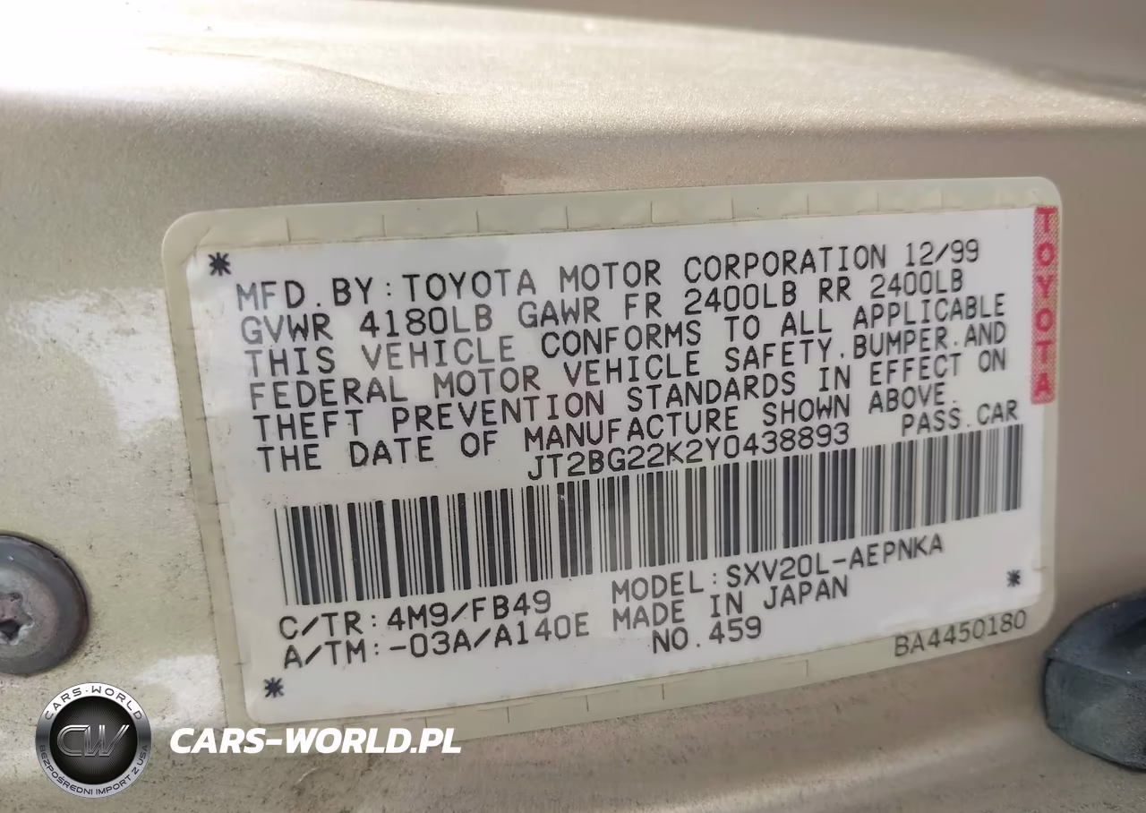 2000 Toyota Camry Le VIN:JT2BG22K2Y0438893 - 9
