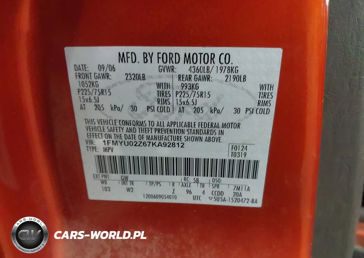 2007 Ford Escape Xls-Xls Manual VIN:1FMYU02Z67KA92812 - 9