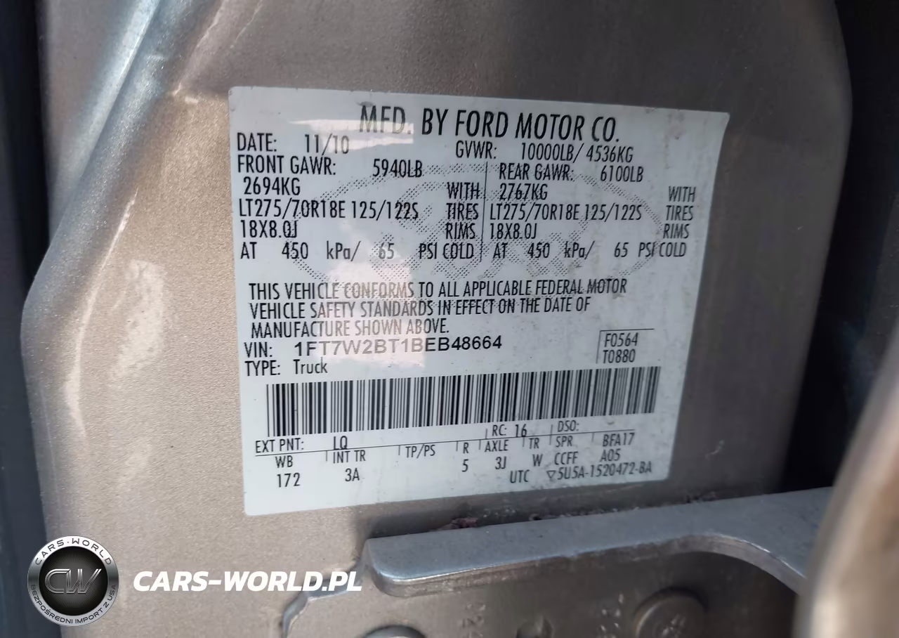 2011 Ford F-250 Xlt VIN:1FT7W2BT1BEB48664 - 9