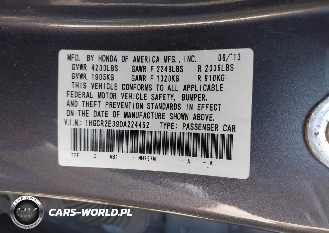 2013 Honda Accord Lx VIN:1HGCR2E39DA224452 - 9