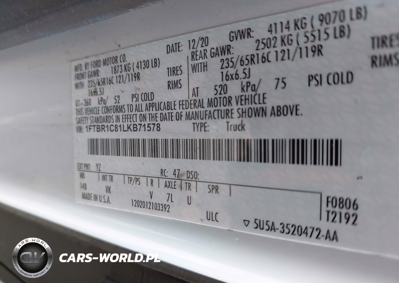 2020 Ford Transit-250 VIN:1FTBR1C81LKB71578 - 9
