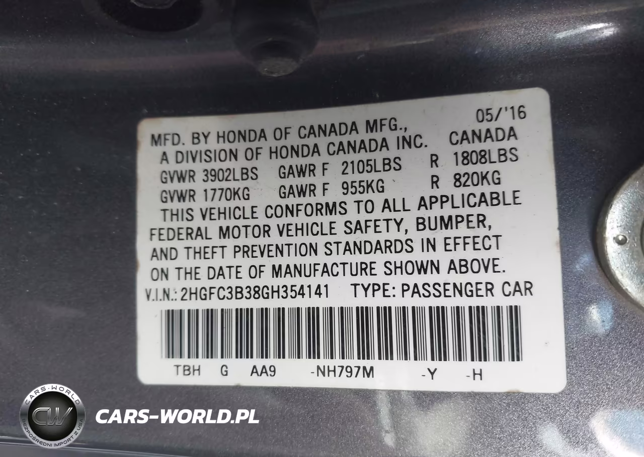 2016 Honda Civic Ex-T VIN:2HGFC3B38GH354141 - 9