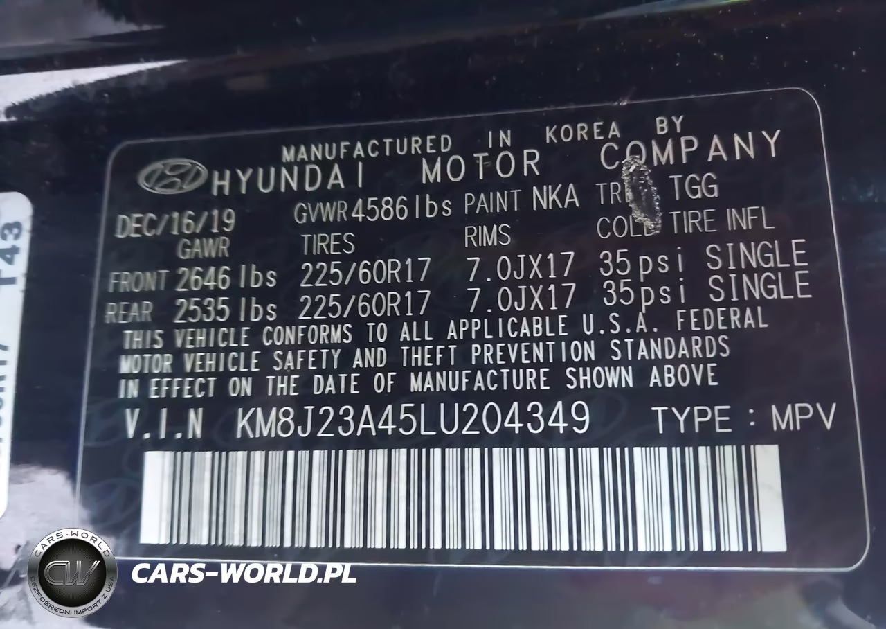 2020 Hyundai Tucson Se VIN:KM8J23A45LU204349 - 9