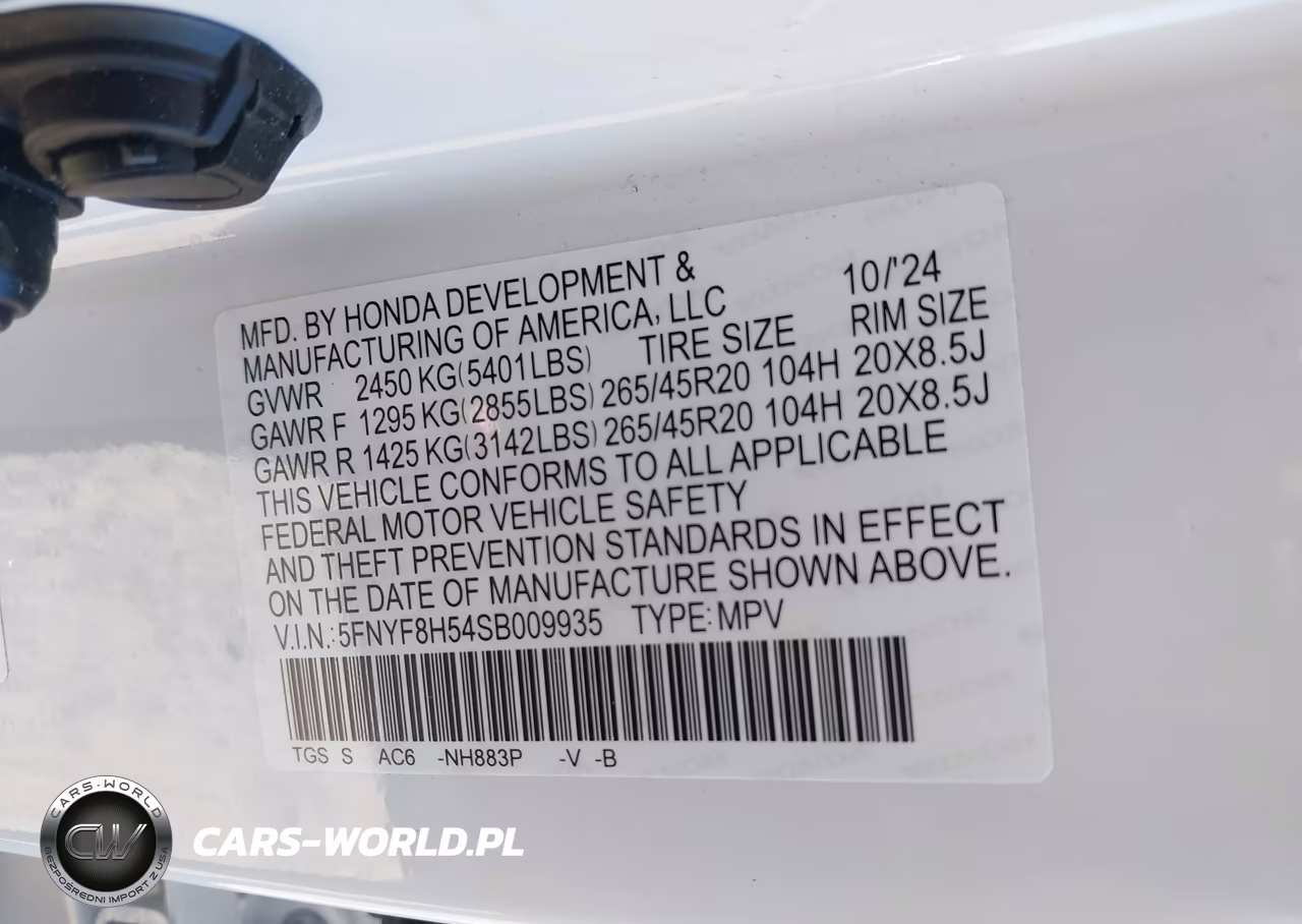 2025 Honda Passport Ex-L VIN:5FNYF8H54SB009935 - 9