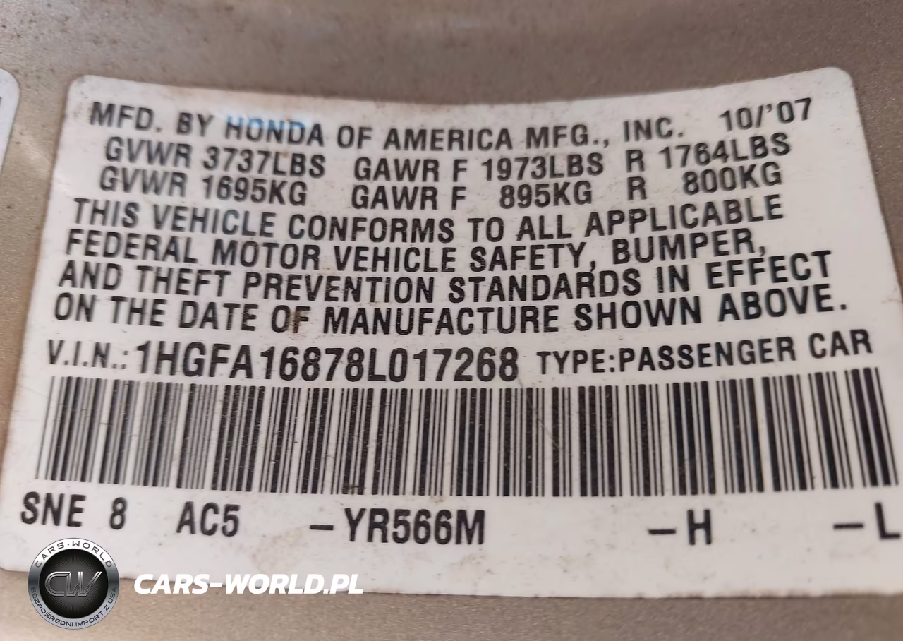 2008 Honda Civic Ex VIN:1HGFA16878L017268 - 9
