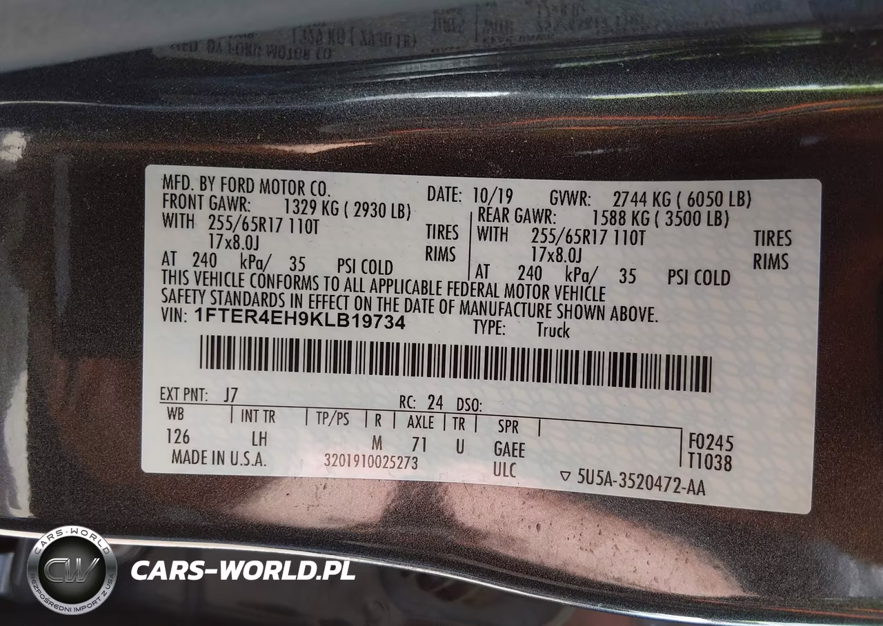 2019 Ford Ranger Xlt VIN:1FTER4EH9KLB19734 - 9