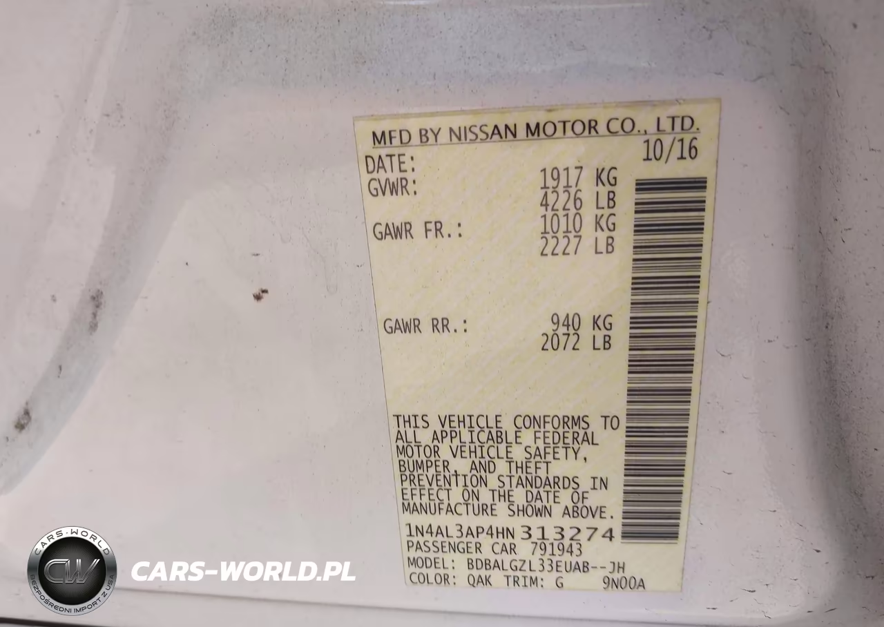 2017 Nissan Altima 2.5 S VIN:1N4AL3AP4HN313274 - 9