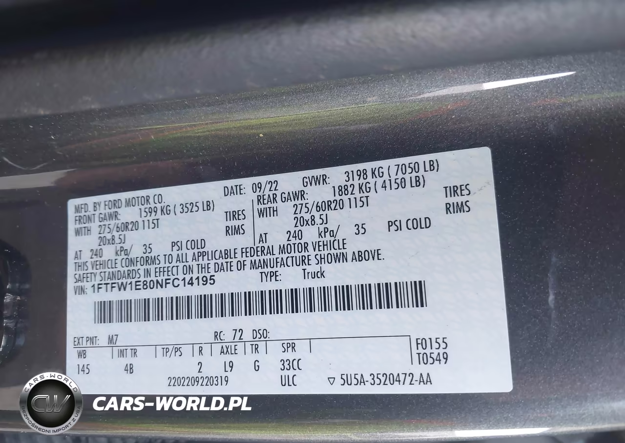 2022 Ford F-150 Xlt VIN:1FTFW1E80NFC14195 - 9
