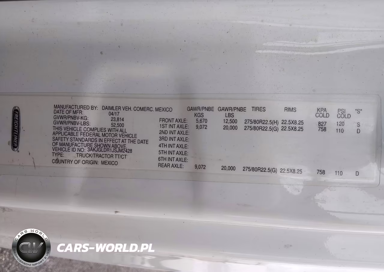 2018 Freightliner Cascadia 125 VIN:3AKJGLDR1JSJM2428 - 9