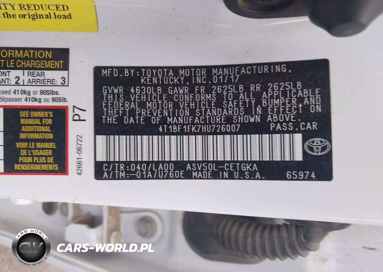 2017 Toyota Camry Xle VIN:4T1BF1FK7HU726007 - 9