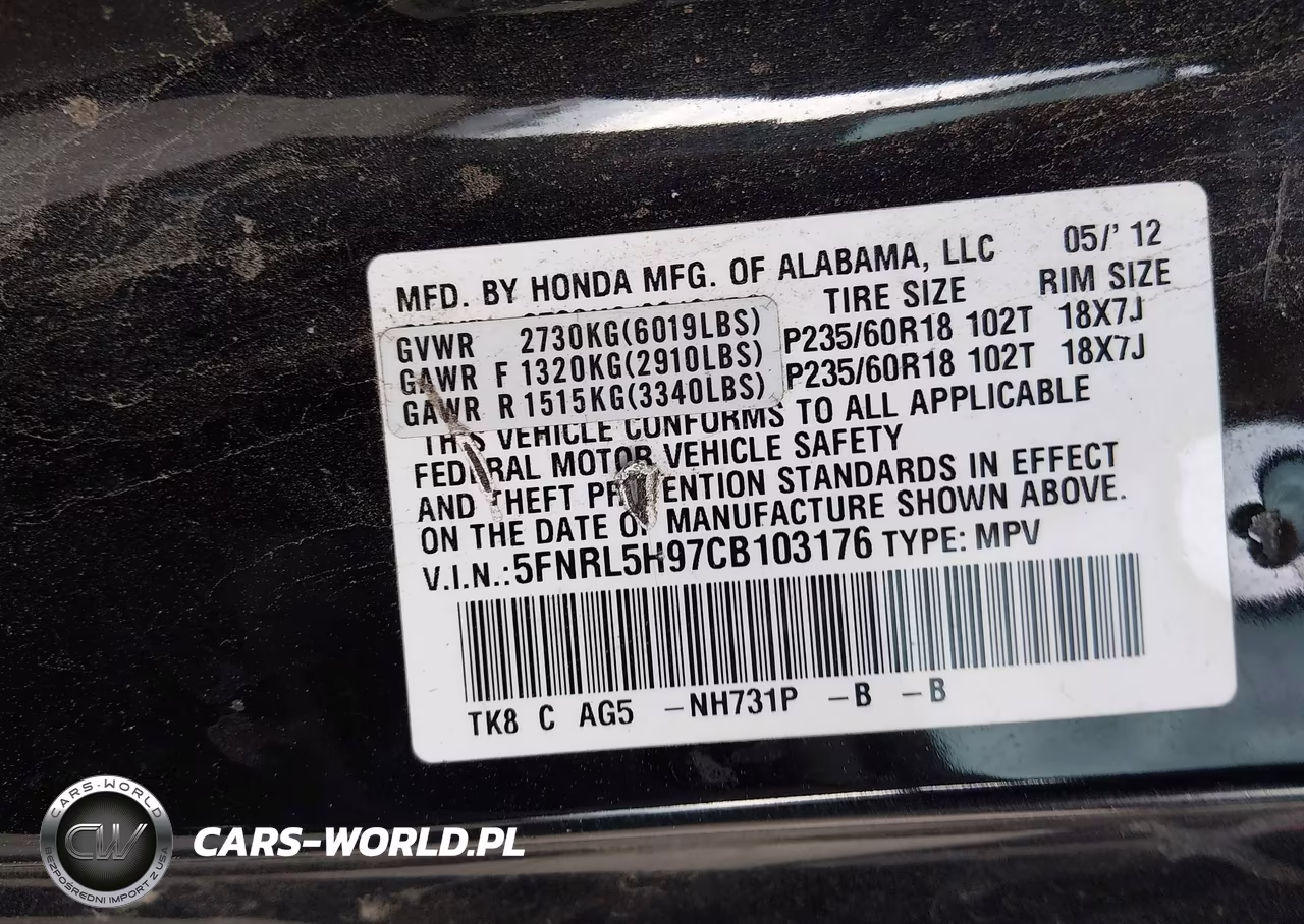 2012 Honda Odyssey Touring-Touring Elite VIN:5FNRL5H97CB103176 - 9