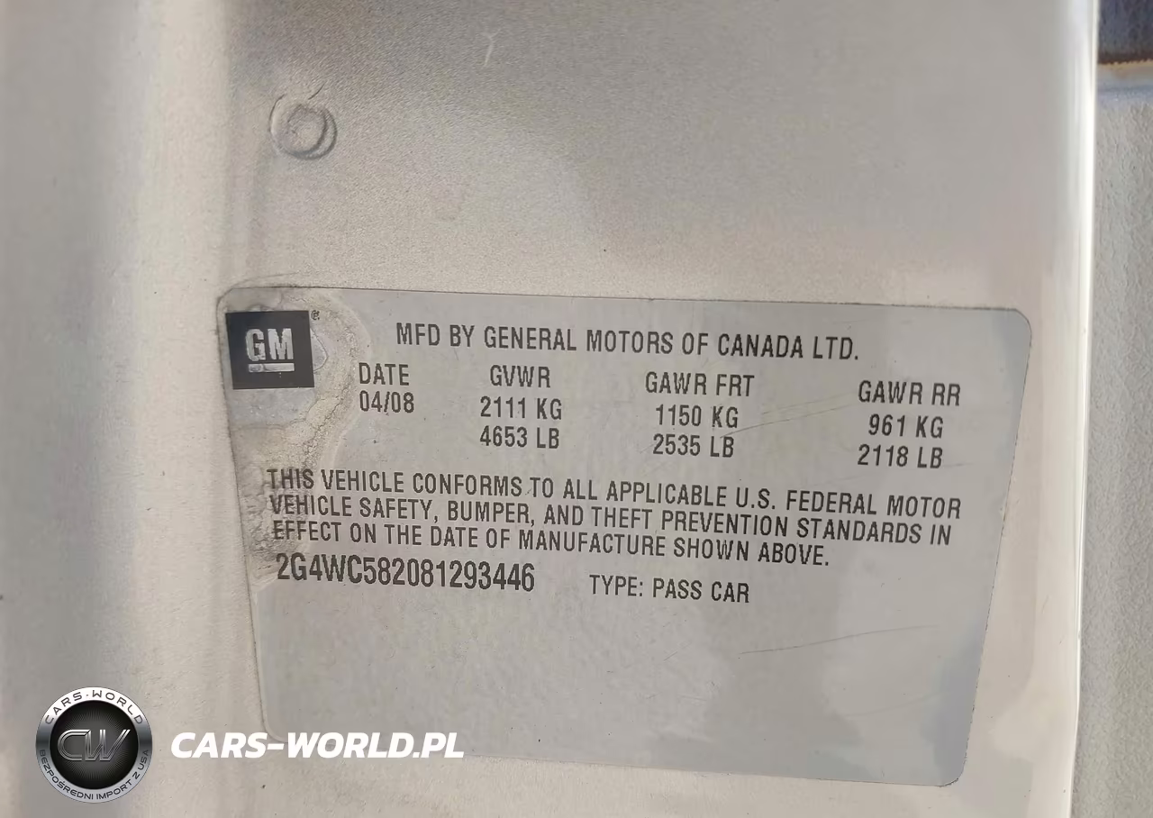2008 Buick Lacrosse Cx VIN:2G4WC582081293446 - 9