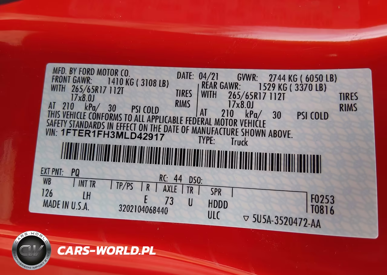 2021 Ford Ranger Xl VIN:1FTER1FH3MLD42917 - 9