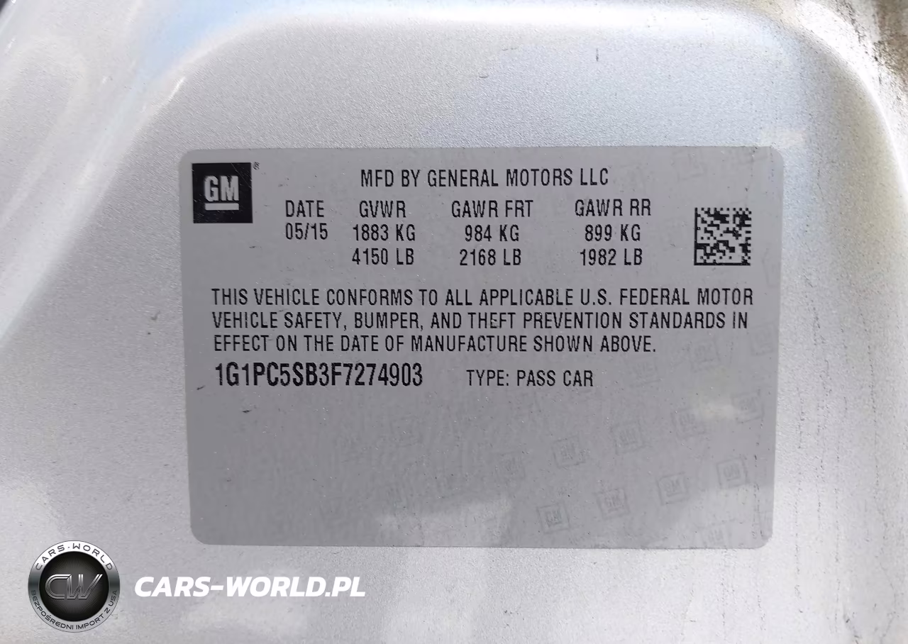 2015 Chevrolet Cruze 1Lt Auto VIN:1G1PC5SB3F7274903 - 9