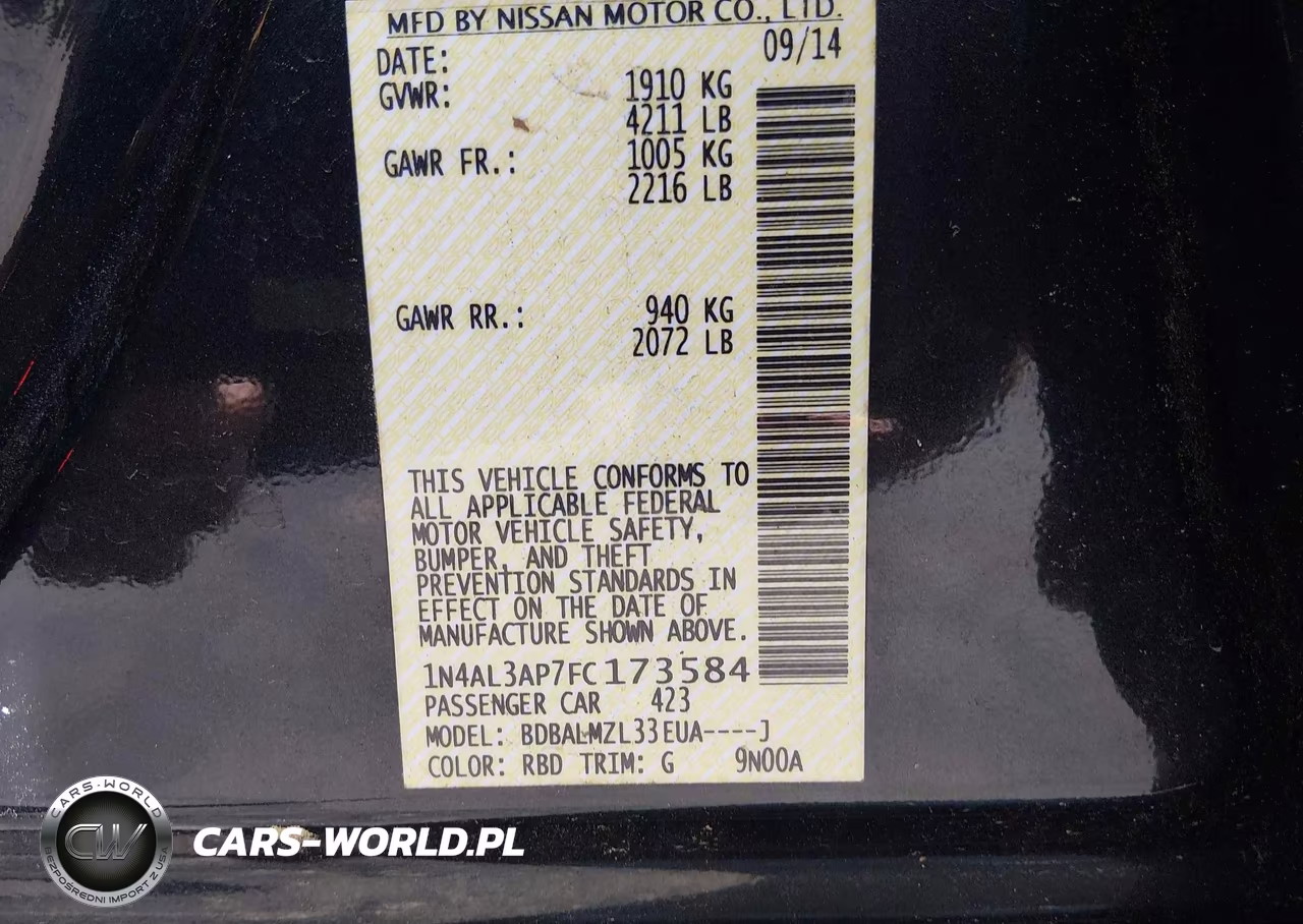 2015 Nissan Altima 2.5 Sv VIN:1N4AL3AP7FC173584 - 9