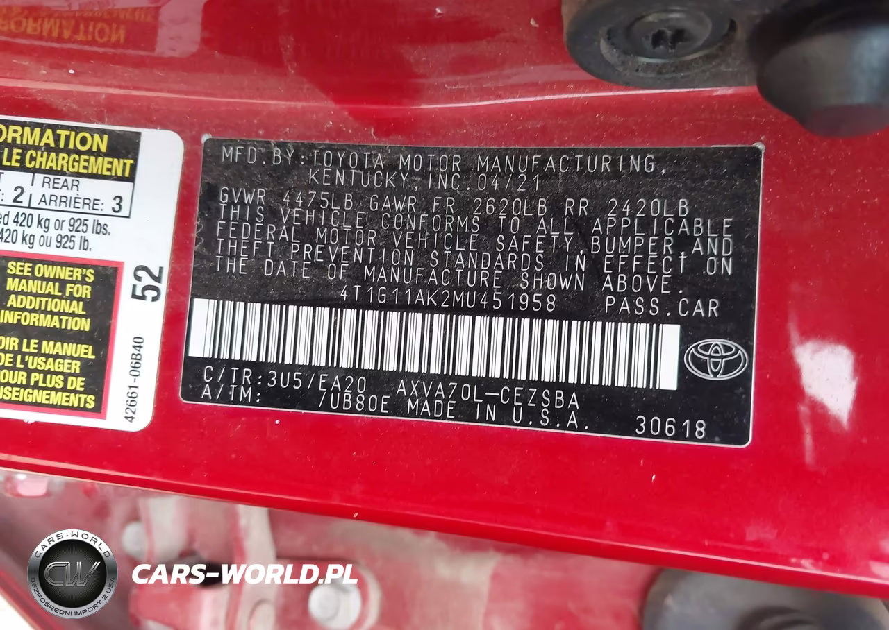 2021 Toyota Camry Se VIN:4T1G11AK2MU451958 - 9