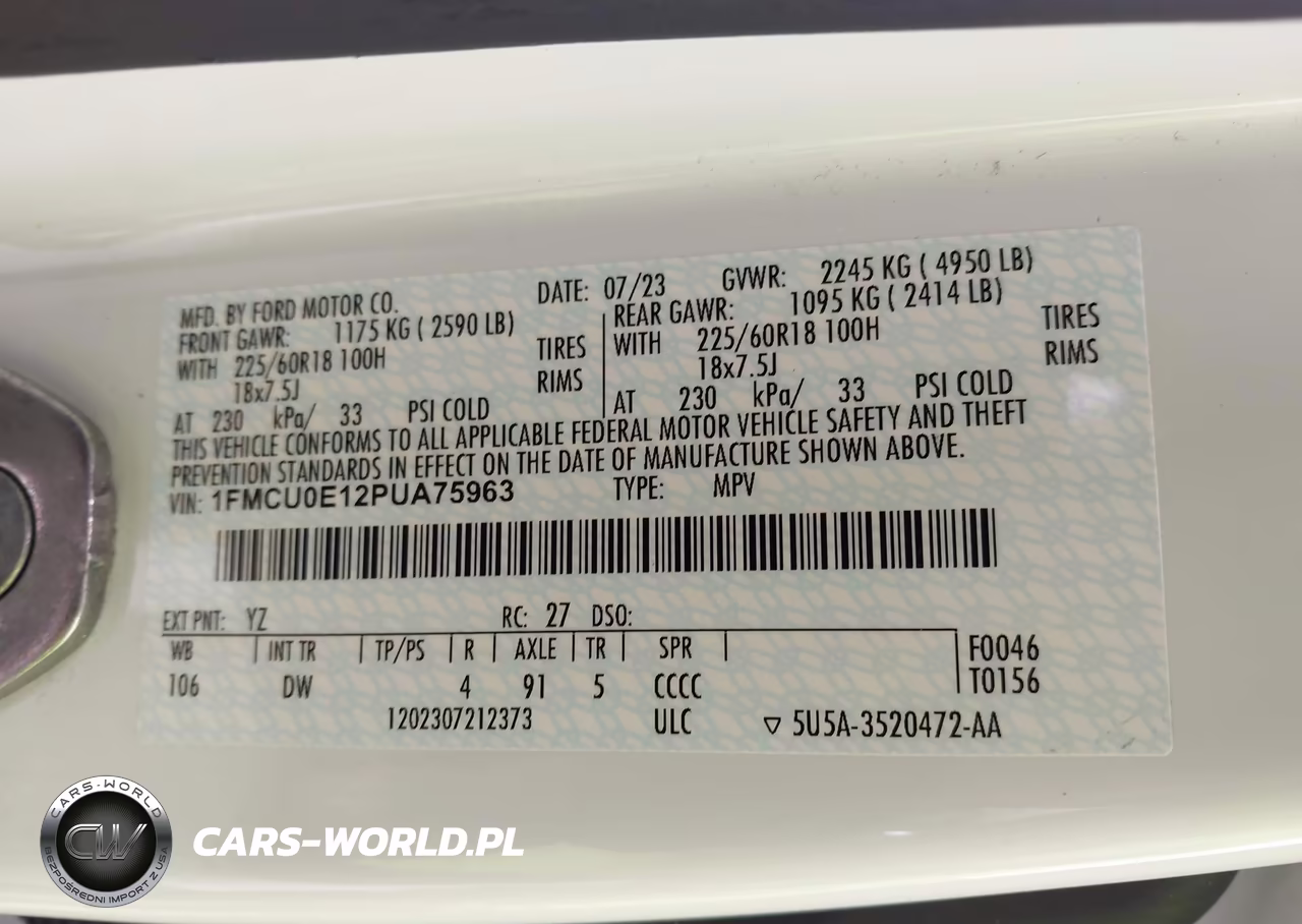 2023 Ford Escape Phev VIN:1FMCU0E12PUA75963 - 9