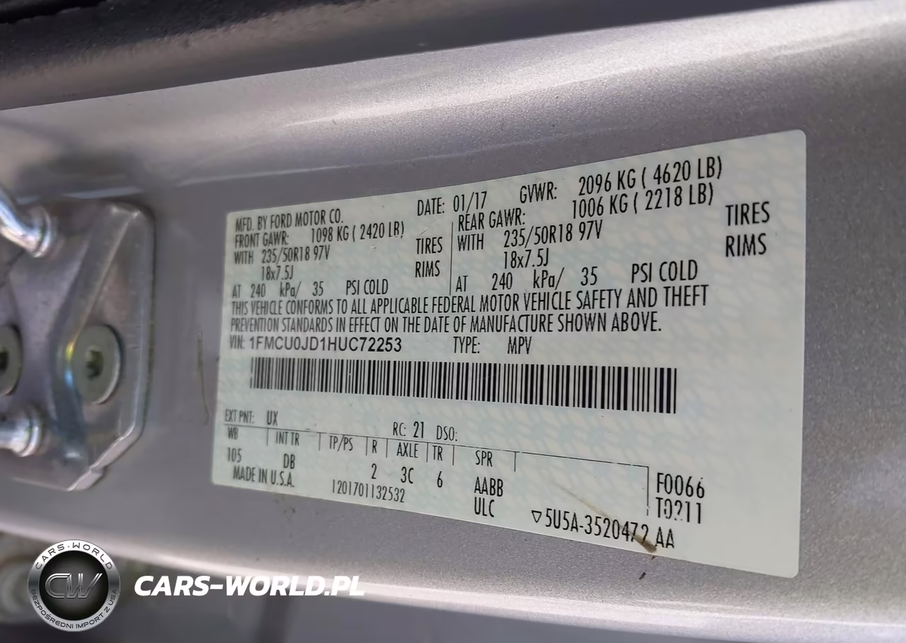 2017 Ford Escape Titanium VIN:1FMCU0JD1HUC72253 - 9