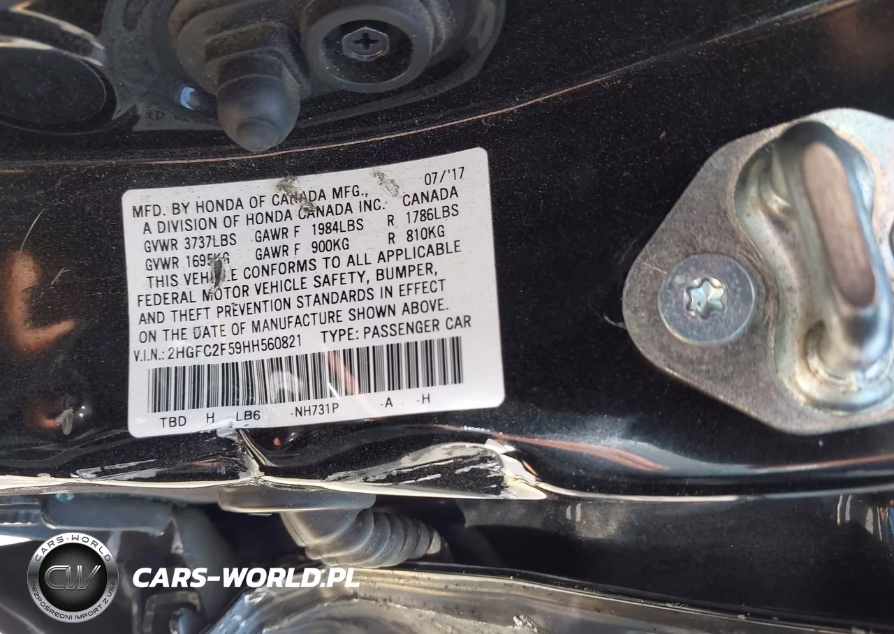 2017 Honda Civic Lx VIN:2HGFC2F59HH560821 - 9