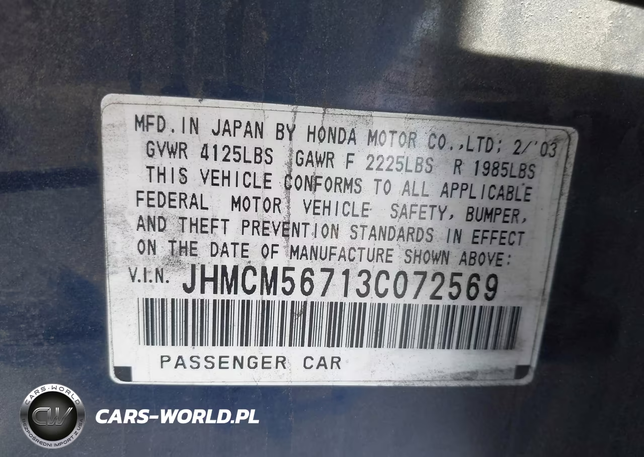2003 Honda Accord 2.4 Ex VIN:JHMCM56713C072569 - 9