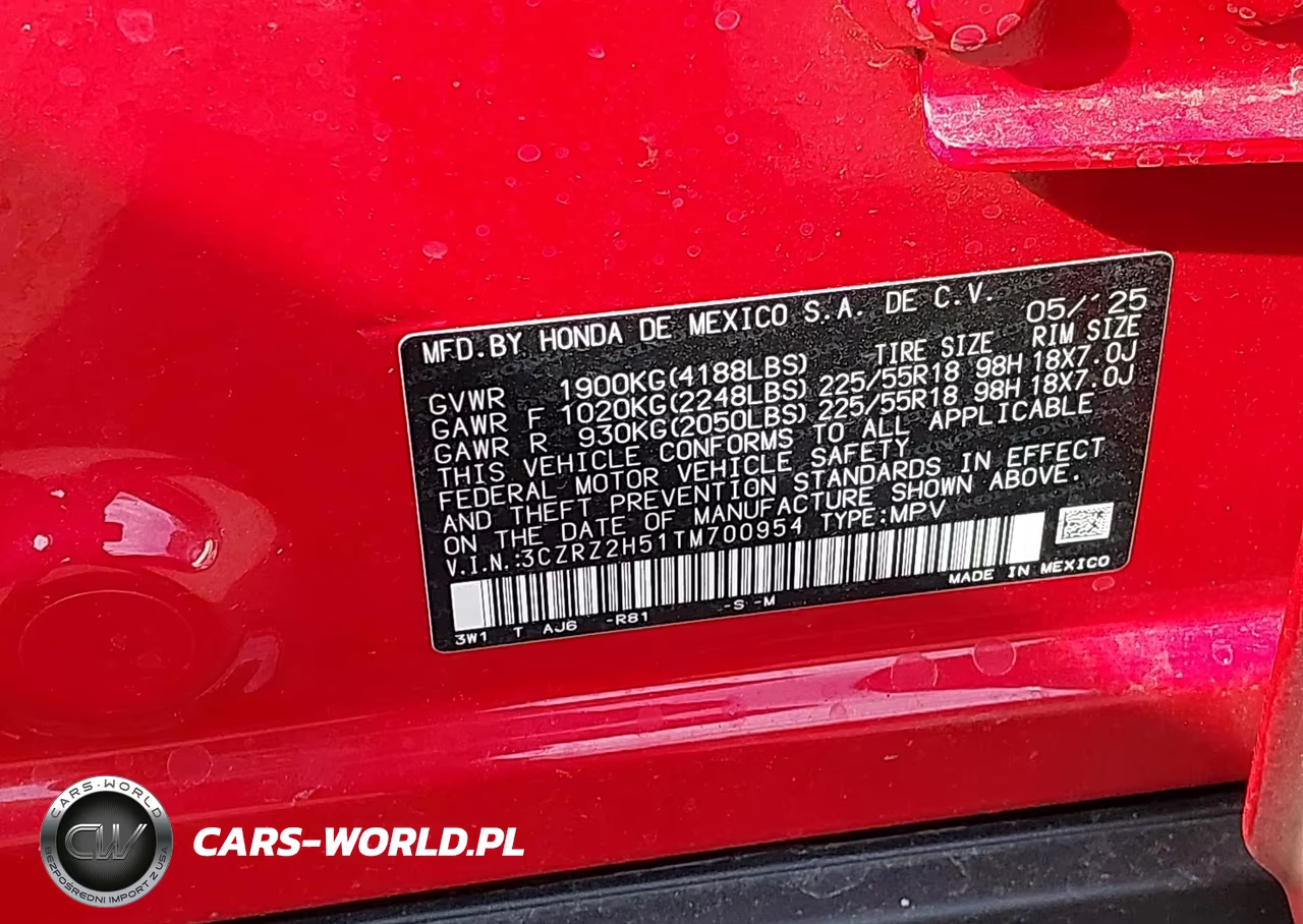 2026 Honda Hr-V Awd Sport VIN:3CZRZ2H51TM700954 - 9