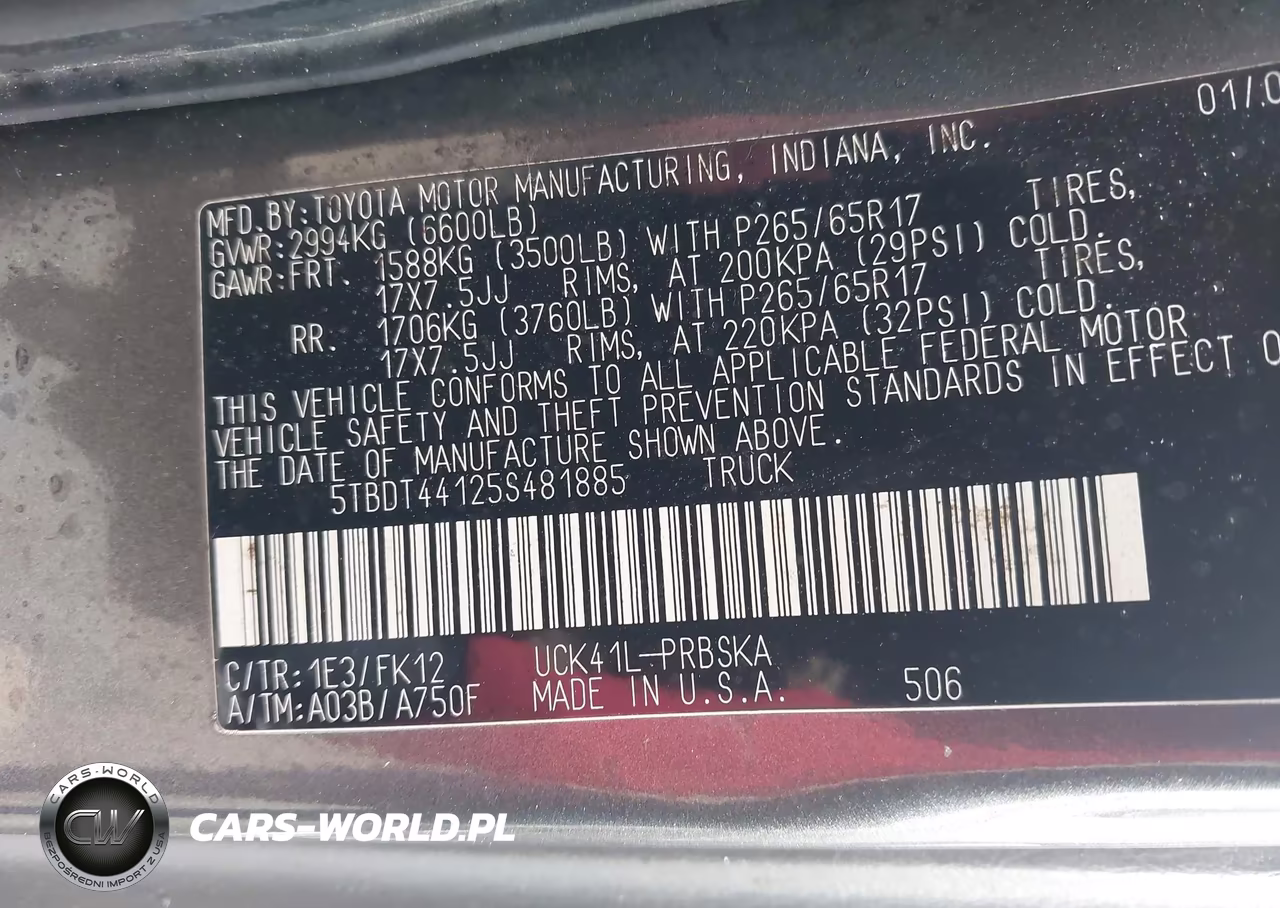 2005 Toyota Tundra Sr5 V8 VIN:5TBDT44125S481885 - 9