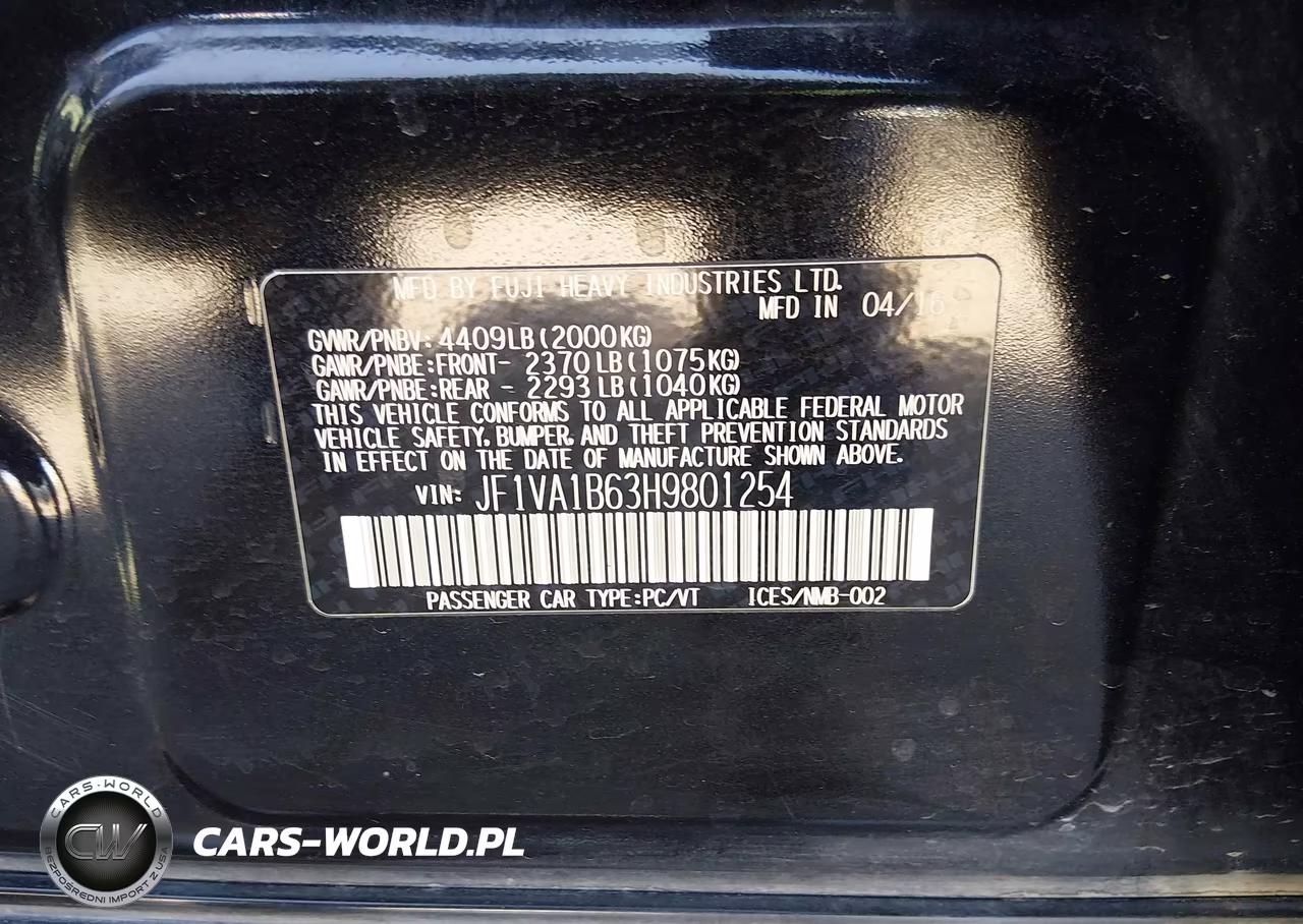 2017 Subaru Wrx VIN:JF1VA1B63H9801254 - 9