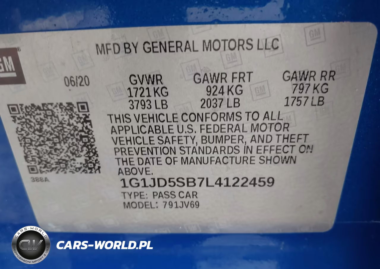 2020 Chevrolet Sonic Fwd Lt VIN:1G1JD5SB7L4122459 - 9