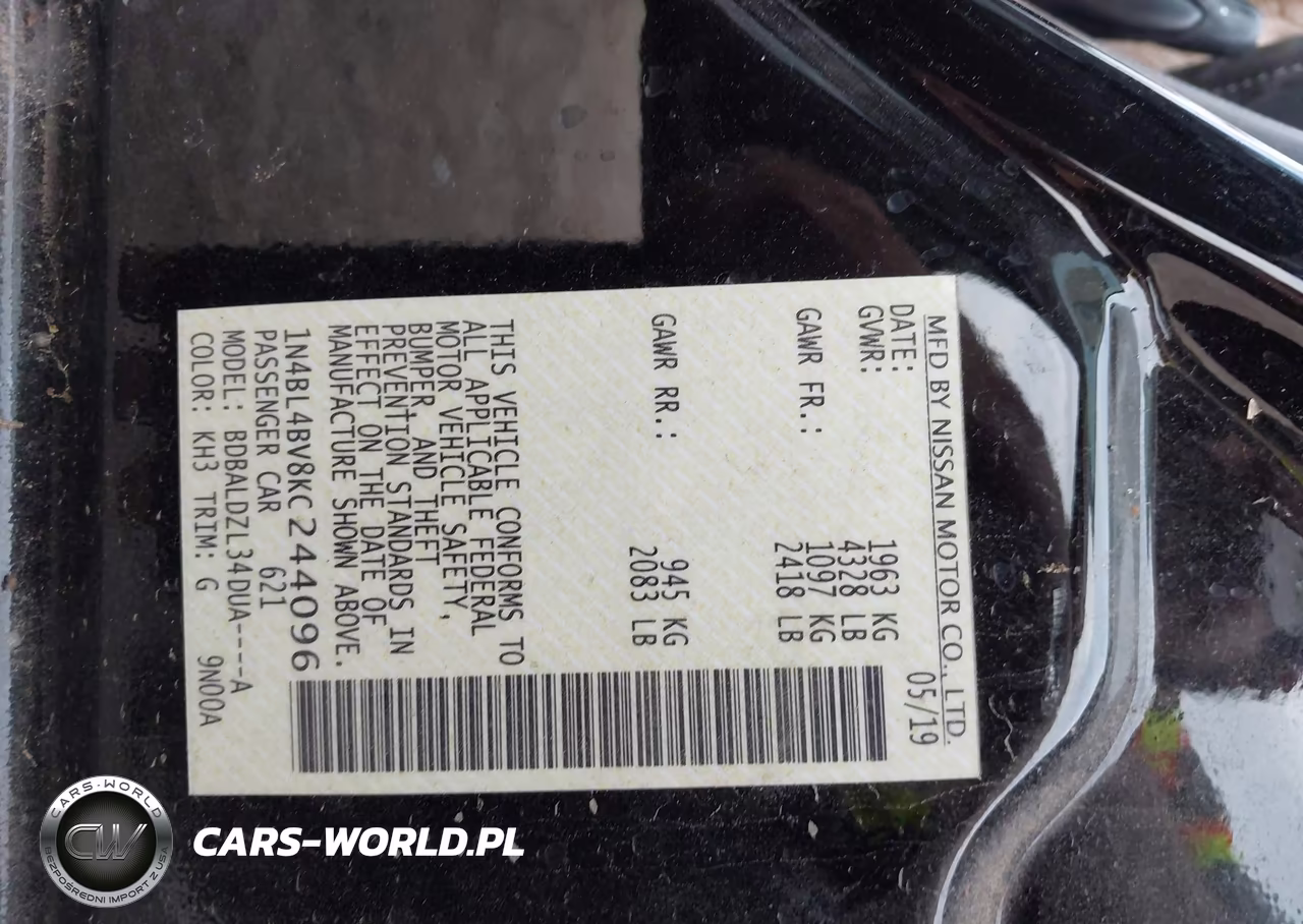 2019 Nissan Altima 2.5 S VIN:1N4BL4BV8KC244096 - 9
