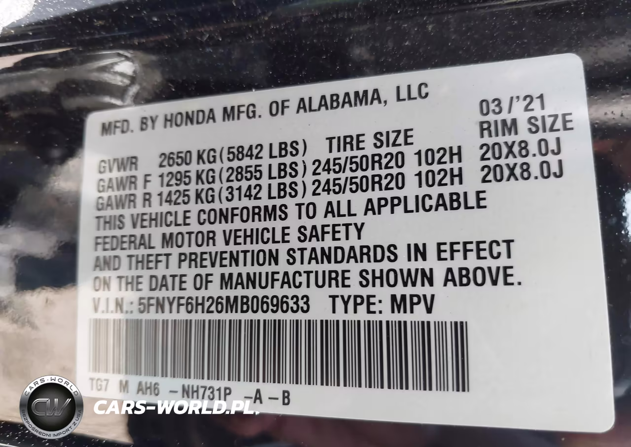 2021 Honda Pilot Awd Special Edition VIN:5FNYF6H26MB069633 - 9