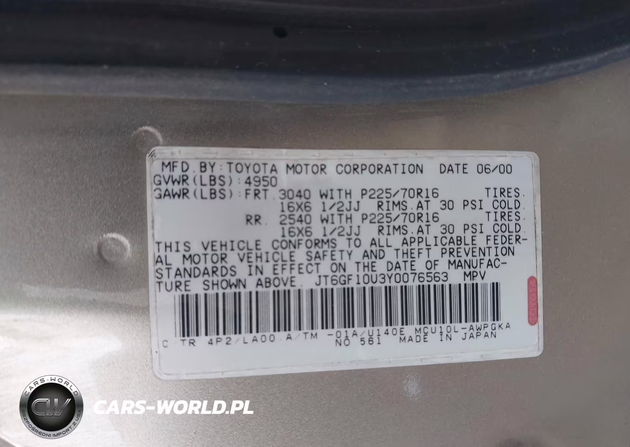 2000 Lexus Rx 300 VIN:JT6GF10U3Y0076563 - 9