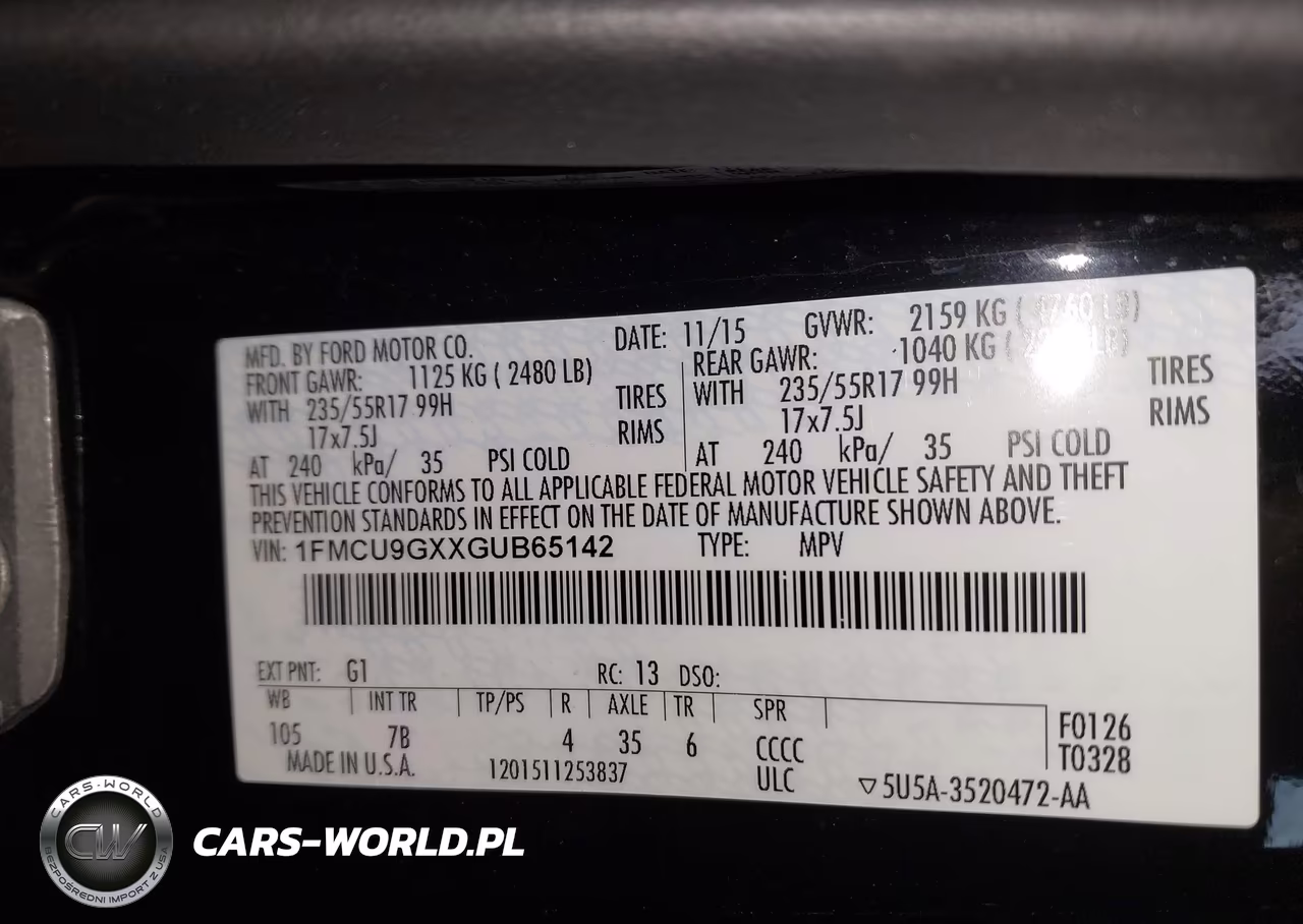 2016 Ford Escape Se VIN:1FMCU9GXXGUB65142 - 9