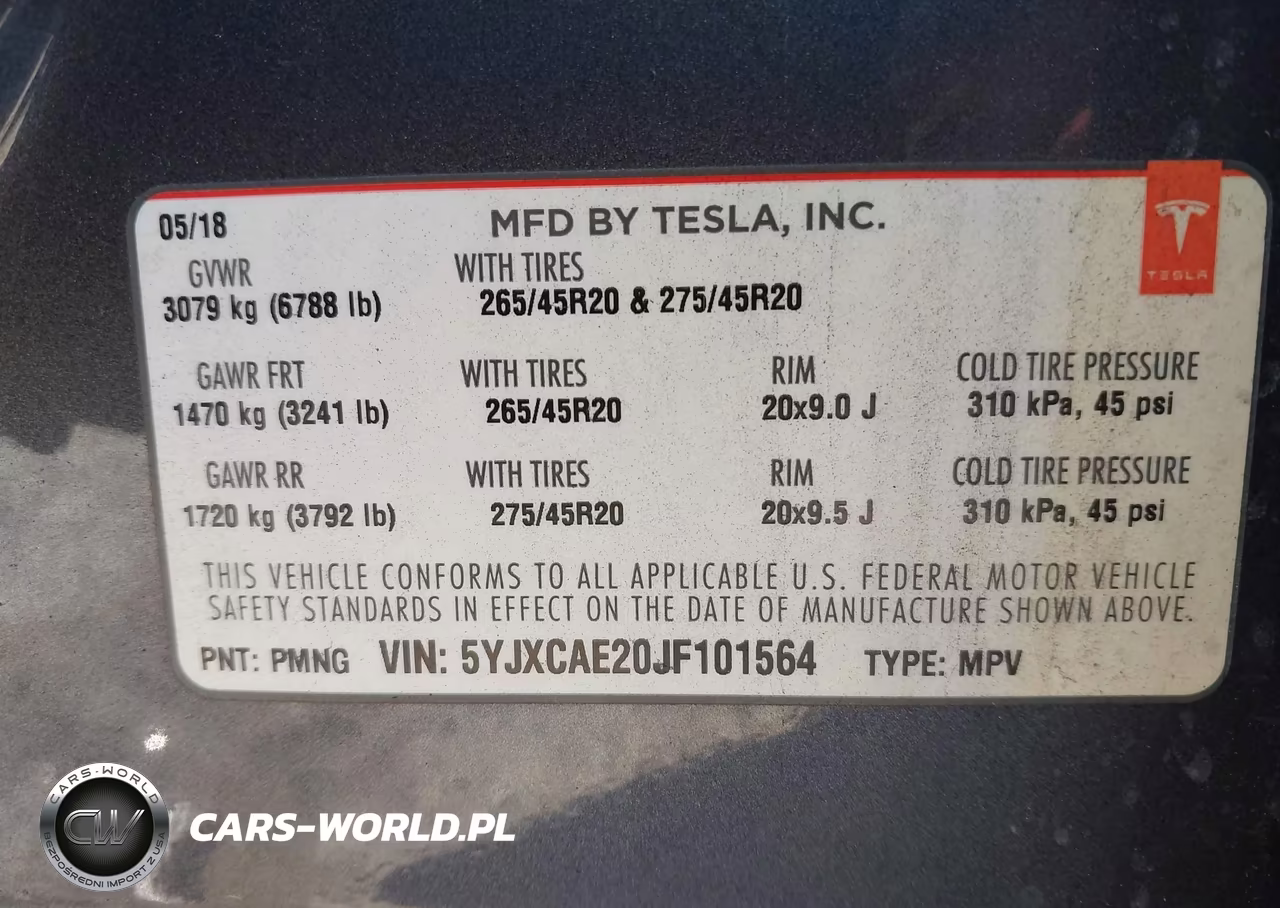 2018 Tesla Model X 100D-75D-P100D VIN:5YJXCAE20JF101564 - 9