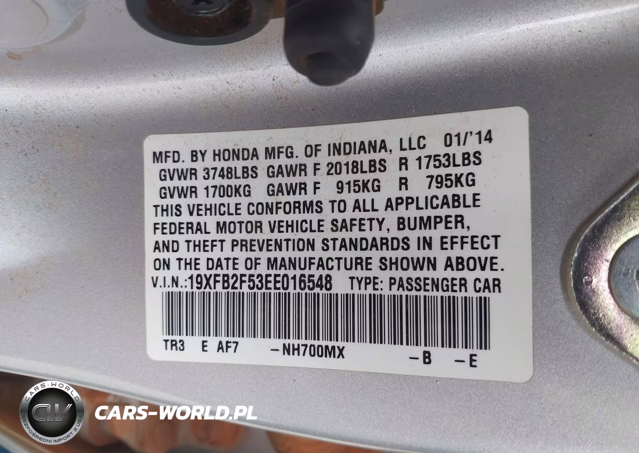 2014 Honda Civic Lx VIN:19XFB2F53EE016548 - 9