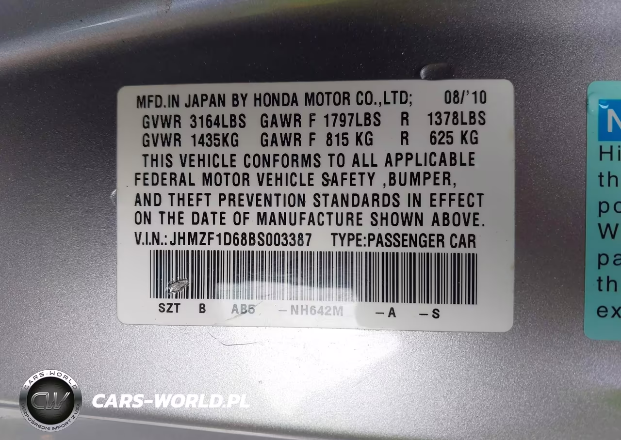 2011 Honda Cr-Z Ex VIN:JHMZF1D68BS003387 - 9