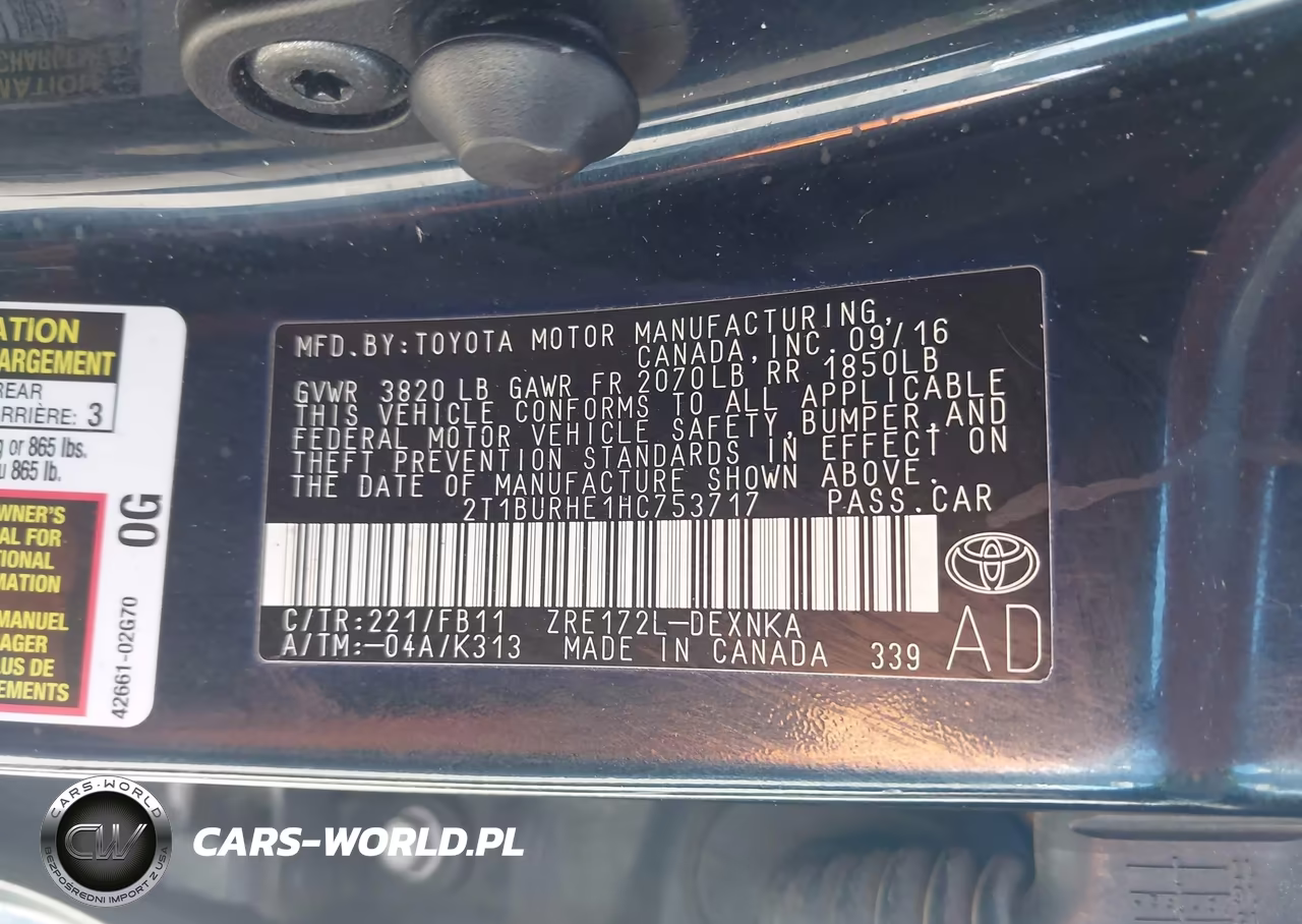 2017 Toyota Corolla Le VIN:2T1BURHE1HC753717 - 9
