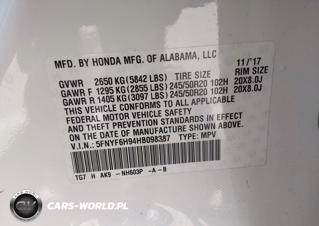 2017 Honda Pilot Touring VIN:5FNYF6H94HB098387 - 9