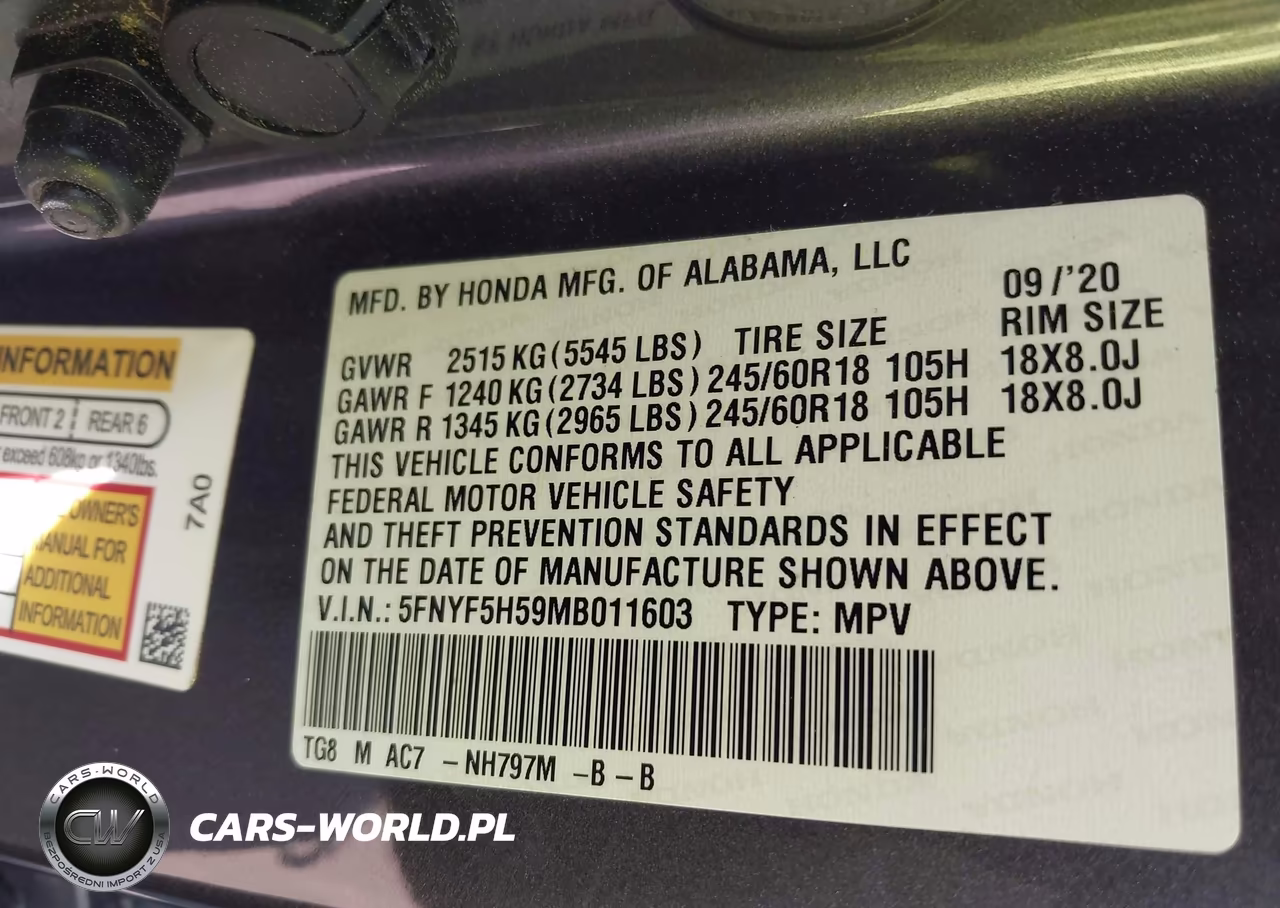 2021 Honda Pilot 2Wd Ex-L VIN:5FNYF5H59MB011603 - 9