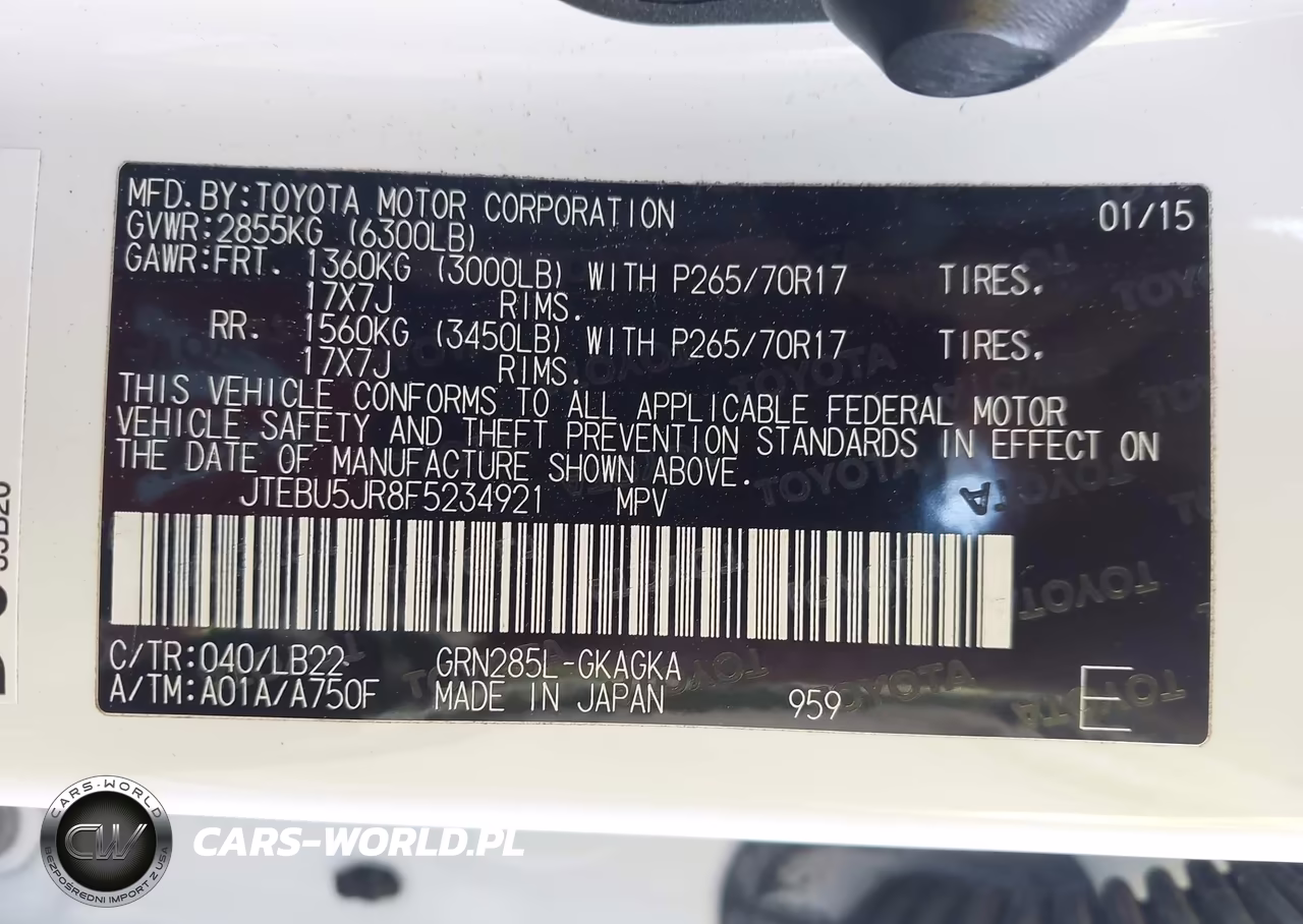 2015 Toyota 4Runner Sr5 Premium VIN:JTEBU5JR8F5234921 - 9
