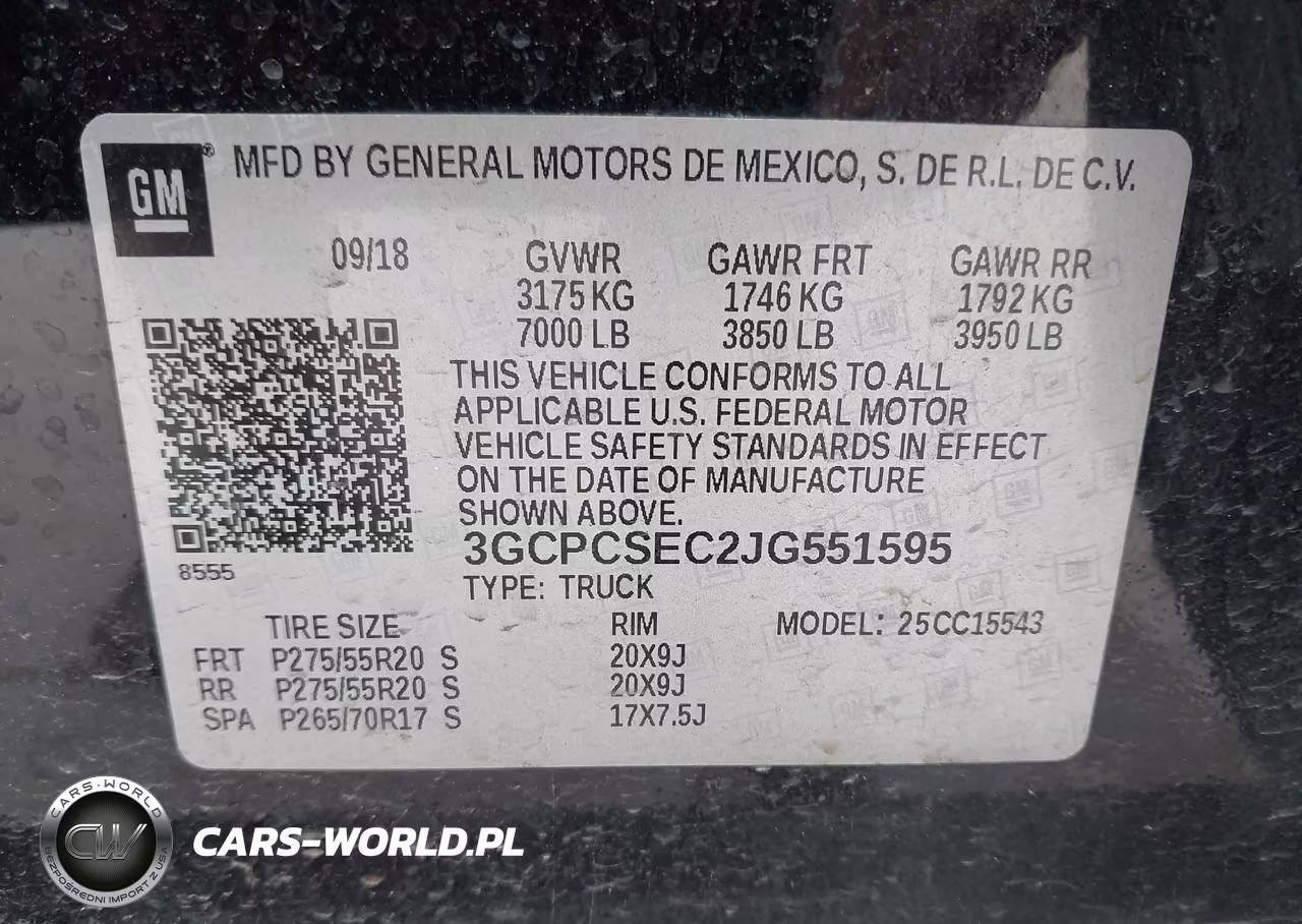 2018 Chevrolet Silverado 1500 1Lz VIN:3GCPCSEC2JG551595 - 9