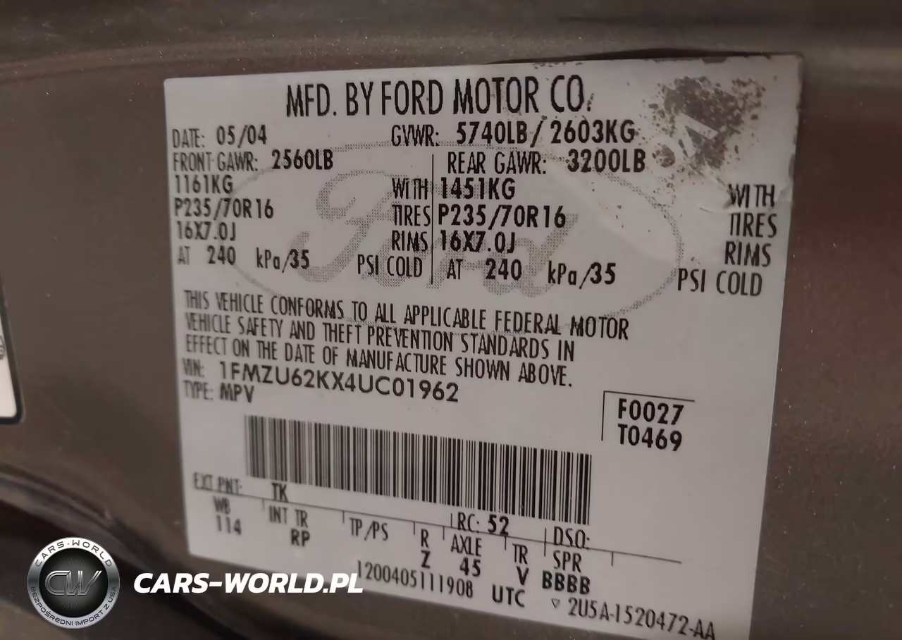 2004 Ford Explorer Xls VIN:1FMZU62KX4UC01962 - 9